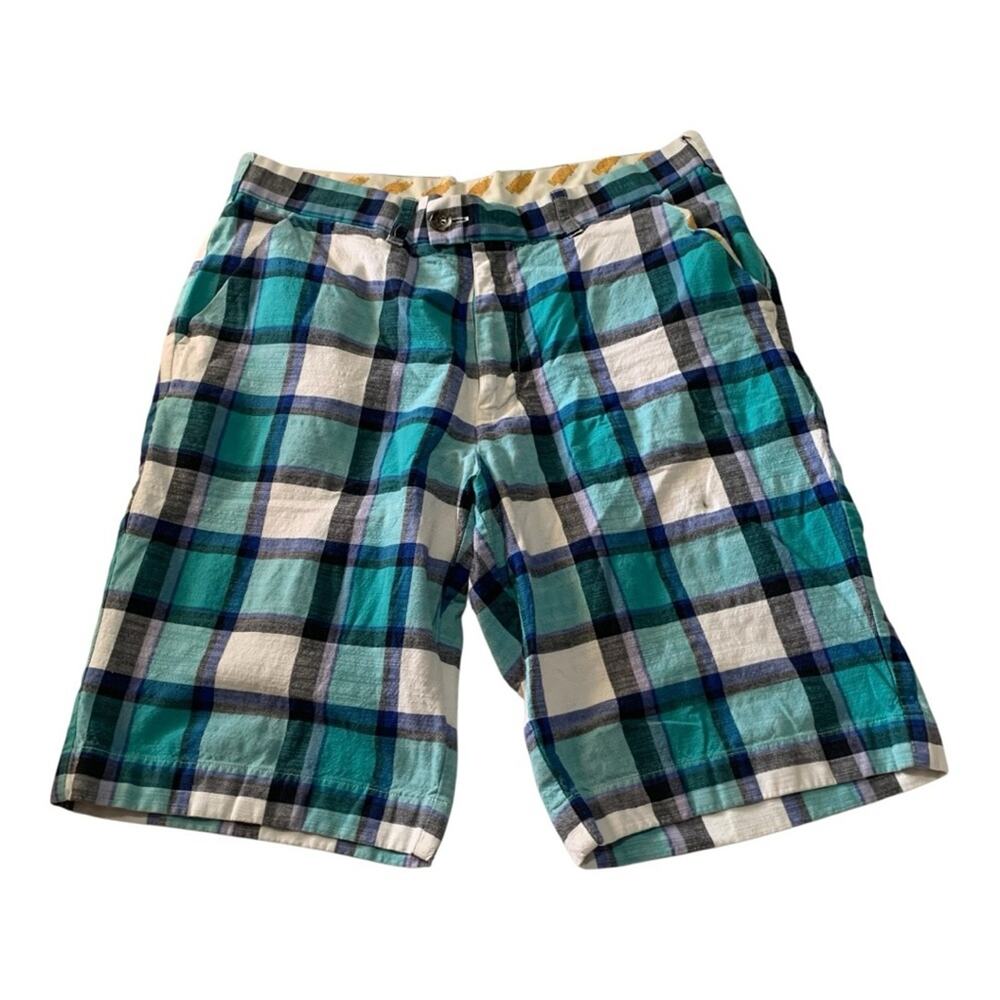 Loudmouth mens size 34 golf blue plaid Shorts cotton